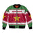 Suriname Christmas Sleeve Zip Bomber Jacket with Red-Green Knit Pattern, Yellow Star, and Santa Leopard Motif - Wonder Print Shop