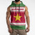 Suriname Christmas Sleeveless Hoodie with Red-Green Knit Pattern, Yellow Star, and Santa Leopard Motif - Wonder Print Shop