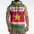 Suriname Christmas Sleeveless Zip Hoodie with Red-Green Knit Pattern, Yellow Star, and Santa Leopard Motif - Wonder Print Shop