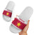 Suriname Christmas Slide Sandals with Red-Green Knit Pattern, Yellow Star, and Santa Leopard Motif - Wonder Print Shop
