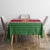 Suriname Christmas Tablecloth with Red-Green Knit Pattern, Yellow Star, and Santa Leopard Motif - Wonder Print Shop