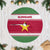 Suriname Christmas Tree Skirt with Red-Green Knit Pattern, Yellow Star, and Santa Leopard Motif - Wonder Print Shop