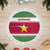 Suriname Christmas Tree Skirt with Red-Green Knit Pattern, Yellow Star, and Santa Leopard Motif - Wonder Print Shop