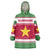 Suriname Christmas Wearable Blanket Hoodie with Red-Green Knit Pattern, Yellow Star, and Santa Leopard Motif - Wonder Print Shop