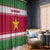 Suriname Christmas Window Curtain with Red-Green Knit Pattern, Yellow Star, and Santa Leopard Motif - Wonder Print Shop