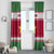 Suriname Christmas Window Curtain with Red-Green Knit Pattern, Yellow Star, and Santa Leopard Motif - Wonder Print Shop