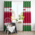 Suriname Christmas Window Curtain with Red-Green Knit Pattern, Yellow Star, and Santa Leopard Motif - Wonder Print Shop