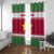 Suriname Christmas Window Curtain with Red-Green Knit Pattern, Yellow Star, and Santa Leopard Motif - Wonder Print Shop