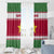 Suriname Christmas Window Curtain with Red-Green Knit Pattern, Yellow Star, and Santa Leopard Motif - Wonder Print Shop