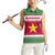 Suriname Christmas Women Sleeveless Polo Shirt with Red-Green Knit Pattern, Yellow Star, and Santa Leopard Motif - Wonder Print Shop