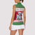 Suriname Christmas Women Sleeveless Polo Shirt with Red-Green Knit Pattern, Yellow Star, and Santa Leopard Motif - Wonder Print Shop