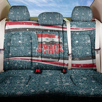 Syria Christmas Back Car Seat Cover with National Flag Motif, Coat of Arms Eagle, and Festive Snowflake Pattern - Wonder Print Shop