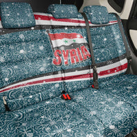 Syria Christmas Back Car Seat Cover with National Flag Motif, Coat of Arms Eagle, and Festive Snowflake Pattern - Wonder Print Shop