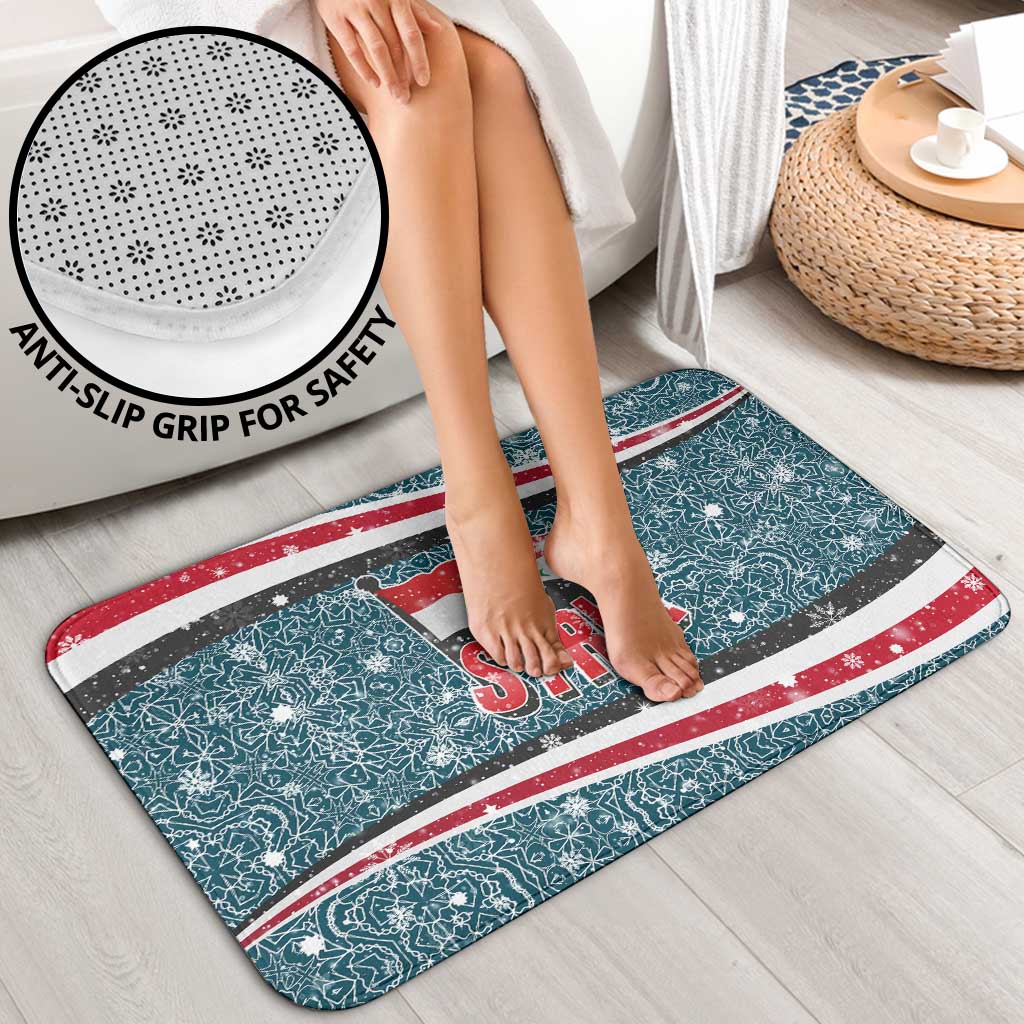 Syria Christmas Bathroom Set with National Flag Motif, Coat of Arms Eagle, and Festive Snowflake Pattern - Wonder Print Shop