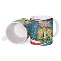 Syria Christmas Ceramic Mug with National Flag Motif, Coat of Arms Eagle, and Festive Snowflake Pattern - Wonder Print Shop