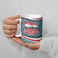 Syria Christmas Ceramic Mug with National Flag Motif, Coat of Arms Eagle, and Festive Snowflake Pattern - Wonder Print Shop