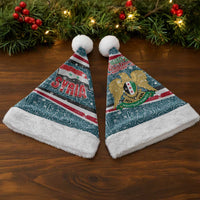 Syria Christmas Santa Hat with National Flag Motif, Coat of Arms Eagle, and Festive Snowflake Pattern - Wonder Print Shop