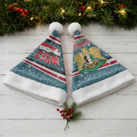 Syria Christmas Santa Hat with National Flag Motif, Coat of Arms Eagle, and Festive Snowflake Pattern - Wonder Print Shop