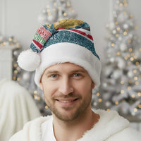 Syria Christmas Santa Hat with National Flag Motif, Coat of Arms Eagle, and Festive Snowflake Pattern - Wonder Print Shop