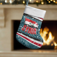 Syria Christmas Stocking with National Flag Motif, Coat of Arms Eagle, and Festive Snowflake Pattern - Wonder Print Shop