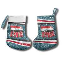 Syria Christmas Stocking with National Flag Motif, Coat of Arms Eagle, and Festive Snowflake Pattern - Wonder Print Shop