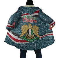 Syria Christmas Cloak with National Flag Motif, Coat of Arms Eagle, and Festive Snowflake Pattern - Wonder Print Shop