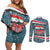 Syria Christmas Couples Matching Off Shoulder Short Dress and Long Sleeve Button Shirt with National Flag Motif, Coat of Arms Eagle, and Festive Snowflake Pattern - Wonder Print Shop