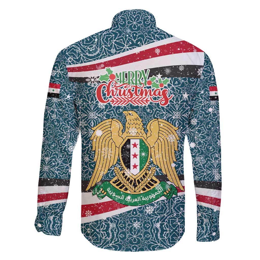 Syria Christmas Family Matching Puletasi and Hawaiian Shirt with National Flag Motif, Coat of Arms Eagle, and Festive Snowflake Pattern - Wonder Print Shop