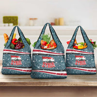 Syria Christmas Grocery Bag with National Flag Motif, Coat of Arms Eagle, and Festive Snowflake Pattern - Wonder Print Shop