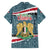 Syria Christmas Hawaiian Shirt with National Flag Motif, Coat of Arms Eagle, and Festive Snowflake Pattern - Wonder Print Shop