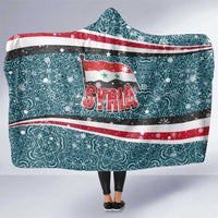 Syria Christmas Hooded Blanket with National Flag Motif, Coat of Arms Eagle, and Festive Snowflake Pattern - Wonder Print Shop