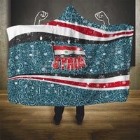 Syria Christmas Hooded Blanket with National Flag Motif, Coat of Arms Eagle, and Festive Snowflake Pattern - Wonder Print Shop