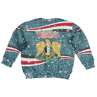 Syria Christmas Kid Ugly Christmas Sweater with National Flag Motif, Coat of Arms Eagle, and Festive Snowflake Pattern - Wonder Print Shop