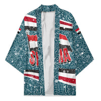 Syria Christmas Kimono with National Flag Motif, Coat of Arms Eagle, and Festive Snowflake Pattern - Wonder Print Shop