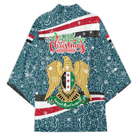 Syria Christmas Kimono with National Flag Motif, Coat of Arms Eagle, and Festive Snowflake Pattern - Wonder Print Shop