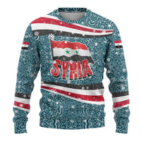 Syria Christmas Ugly Christmas Sweater with National Flag Motif, Coat of Arms Eagle, and Festive Snowflake Pattern - Wonder Print Shop