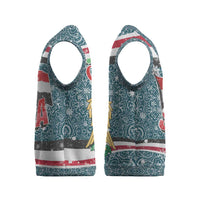 Syria Christmas Knitted V-Neck Vest with National Flag Motif, Coat of Arms Eagle, and Festive Snowflake Pattern - Wonder Print Shop