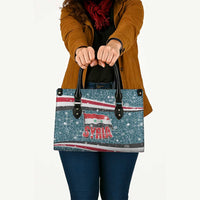 Syria Christmas Leather Bag with National Flag Motif, Coat of Arms Eagle, and Festive Snowflake Pattern - Wonder Print Shop