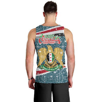 Syria Christmas Men Tank Top with National Flag Motif, Coat of Arms Eagle, and Festive Snowflake Pattern - Wonder Print Shop