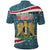 Syria Christmas Polo Shirt with National Flag Motif, Coat of Arms Eagle, and Festive Snowflake Pattern - Wonder Print Shop