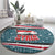 Syria Christmas Round Carpet with National Flag Motif, Coat of Arms Eagle, and Festive Snowflake Pattern - Wonder Print Shop