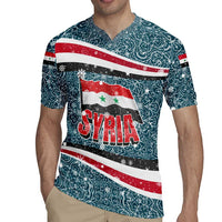 Syria Christmas Rugby Jersey with National Flag Motif, Coat of Arms Eagle, and Festive Snowflake Pattern - Wonder Print Shop