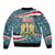 Syria Christmas Sleeve Zip Bomber Jacket with National Flag Motif, Coat of Arms Eagle, and Festive Snowflake Pattern - Wonder Print Shop