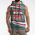 Syria Christmas Sleeveless Hoodie with National Flag Motif, Coat of Arms Eagle, and Festive Snowflake Pattern - Wonder Print Shop