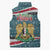 Syria Christmas Sleeveless Puffer Jacket with National Flag Motif, Coat of Arms Eagle, and Festive Snowflake Pattern - Wonder Print Shop