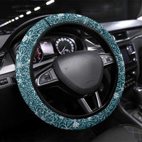 Syria Christmas Steering Wheel Cover with National Flag Motif, Coat of Arms Eagle, and Festive Snowflake Pattern - Wonder Print Shop
