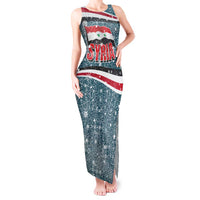 Syria Christmas Tank Maxi Dress with National Flag Motif, Coat of Arms Eagle, and Festive Snowflake Pattern - Wonder Print Shop