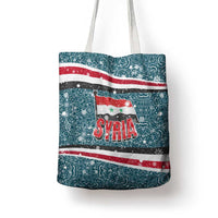 Syria Christmas Tote Bag with National Flag Motif, Coat of Arms Eagle, and Festive Snowflake Pattern - Wonder Print Shop