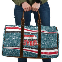 Syria Christmas Travel Bag with National Flag Motif, Coat of Arms Eagle, and Festive Snowflake Pattern - Wonder Print Shop