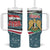 Syria Christmas Tumbler With Handle with National Flag Motif, Coat of Arms Eagle, and Festive Snowflake Pattern - Wonder Print Shop